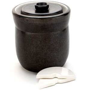 TOMO Fermentation Crock with Weights - Ceramic Sauerkraut Pickling Crock - 3L